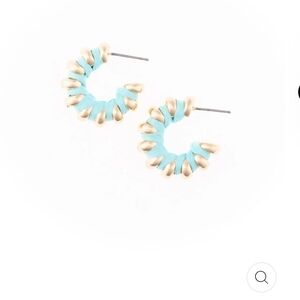 Gold and Blue Hoop Earrings